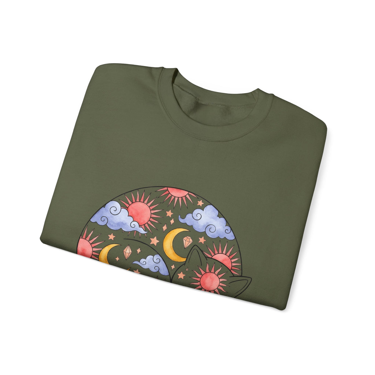 Space Cat Sweatshirt Cat Constellation Gift Women Earthy Sweatshirt Kitty Sweatshirt Cat Fan Feline Sweatshirt Galaxy Graphic Pigment Orb Sweatshirt