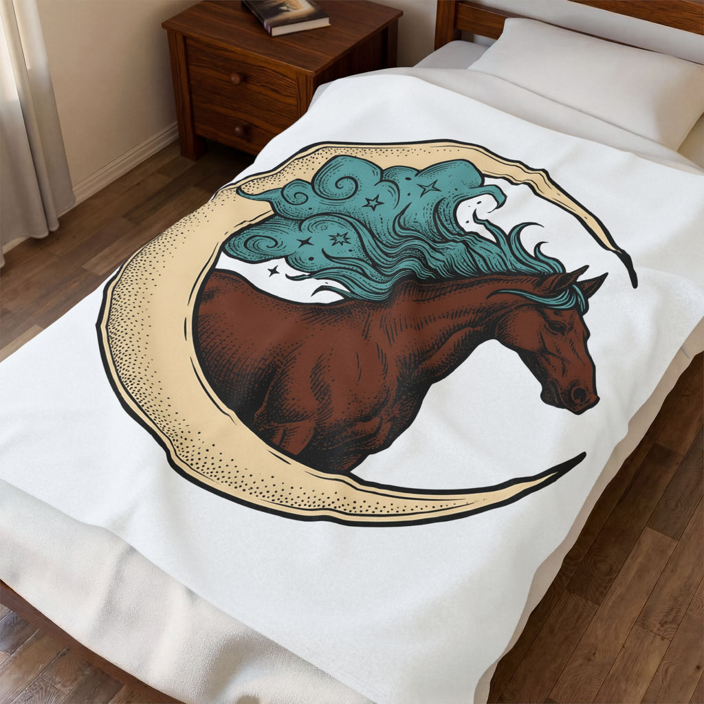 Horse Moon Blanket Cowgirl Western Gift Women Boho Blanket Equine Blanket Rodeo Fan Cowboy Graphic Western Design Blanket Boho Blanket Vintage Stars