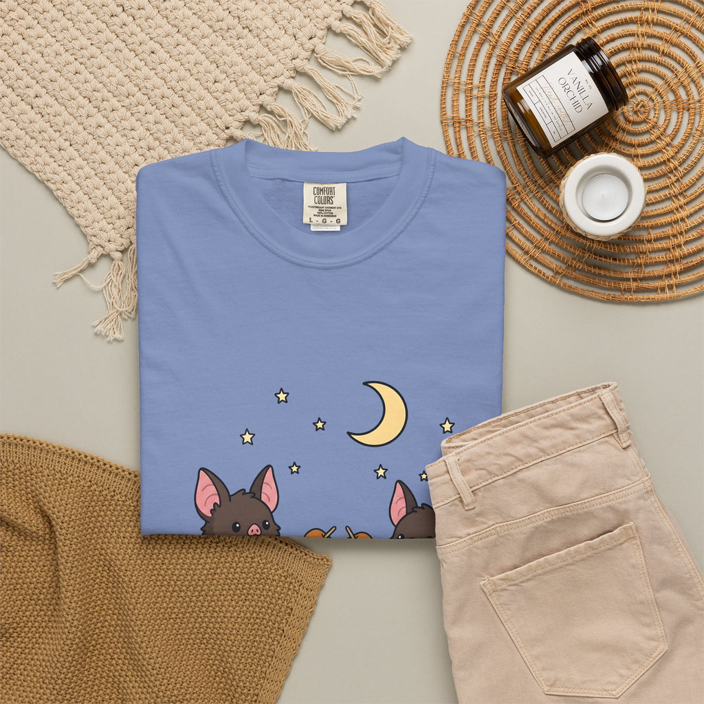 Bat Drawing T-Shirt Halloween Creatures Gift Women Charming T-Shirt Bat T-Shirt Spooky Fan Cartoon T-Shirt Monster Graphic Animated Gourd T-Shirt