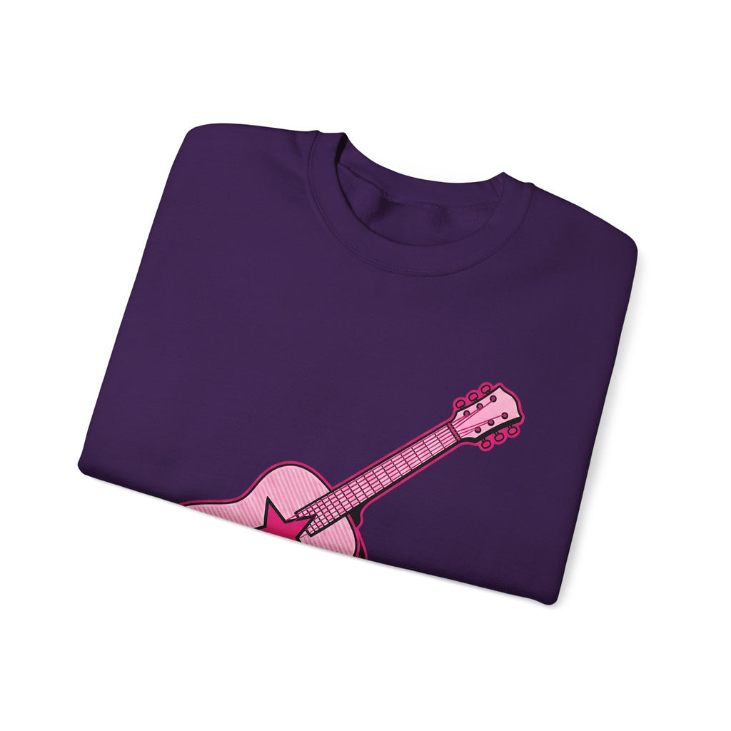 Pink Electric Guitar Sweatshirt Cowgirl Instruments Gift Women Cartoon Sweatshirt Guitar Sweatshirt Cowboy Fan Comic Sweatshirt Music Graphic Vintage Star