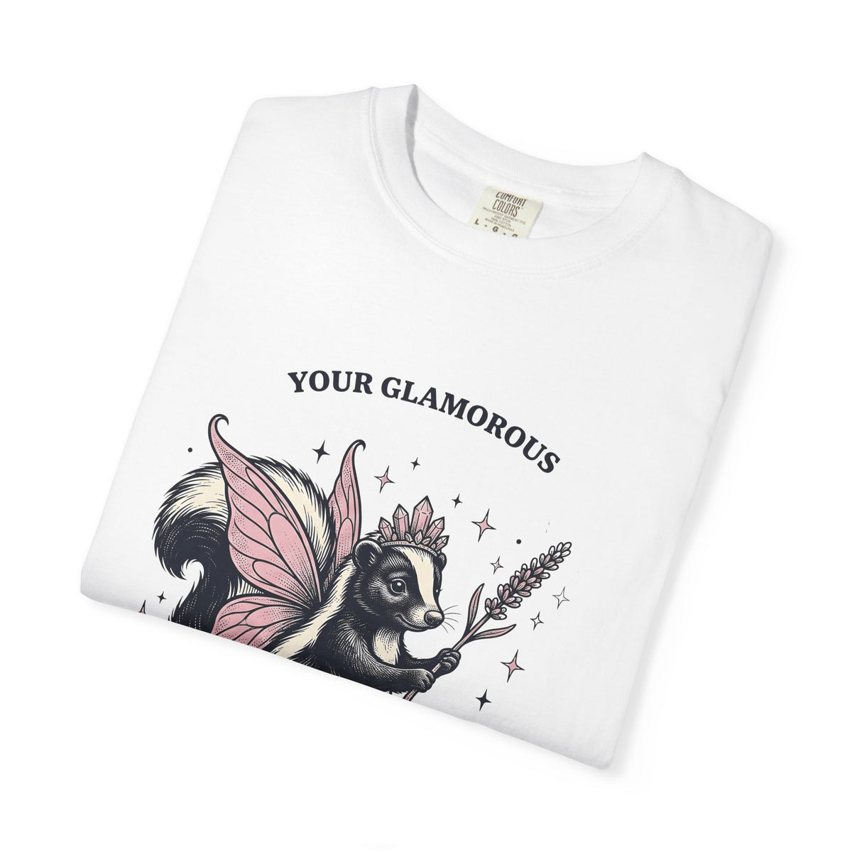 Fairy Skunk T-Shirt Cute Wildlife Gift Women Playful T-Shirt Skunk T-Shirt Adorable Fan Whimsy Graphic T-Shirt Retro Tiara T-Shirt