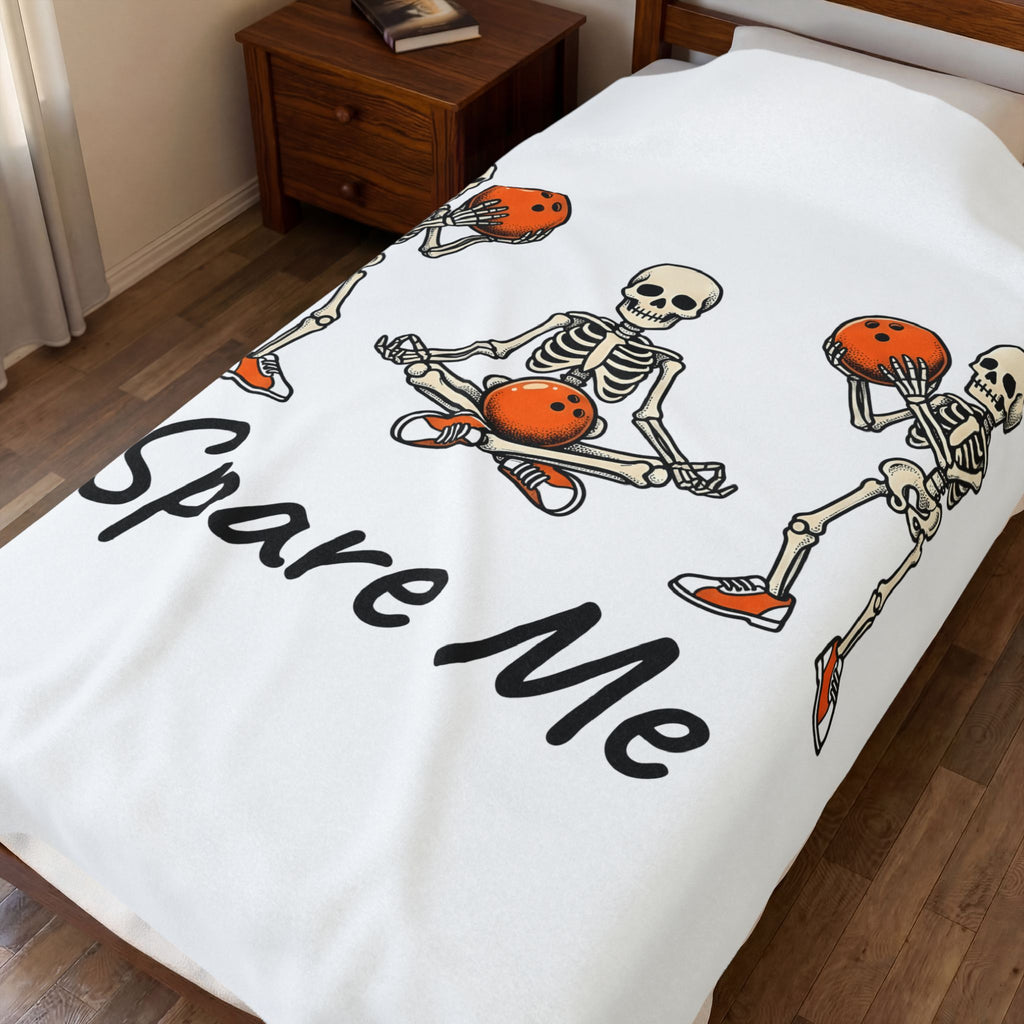 Skull Bowling Blanket Bowling Satire Gift Women Caricature Blanket Skull Blanket Bowling Fan Cartoon Blanket Satire Graphic Classic Orange Kicks