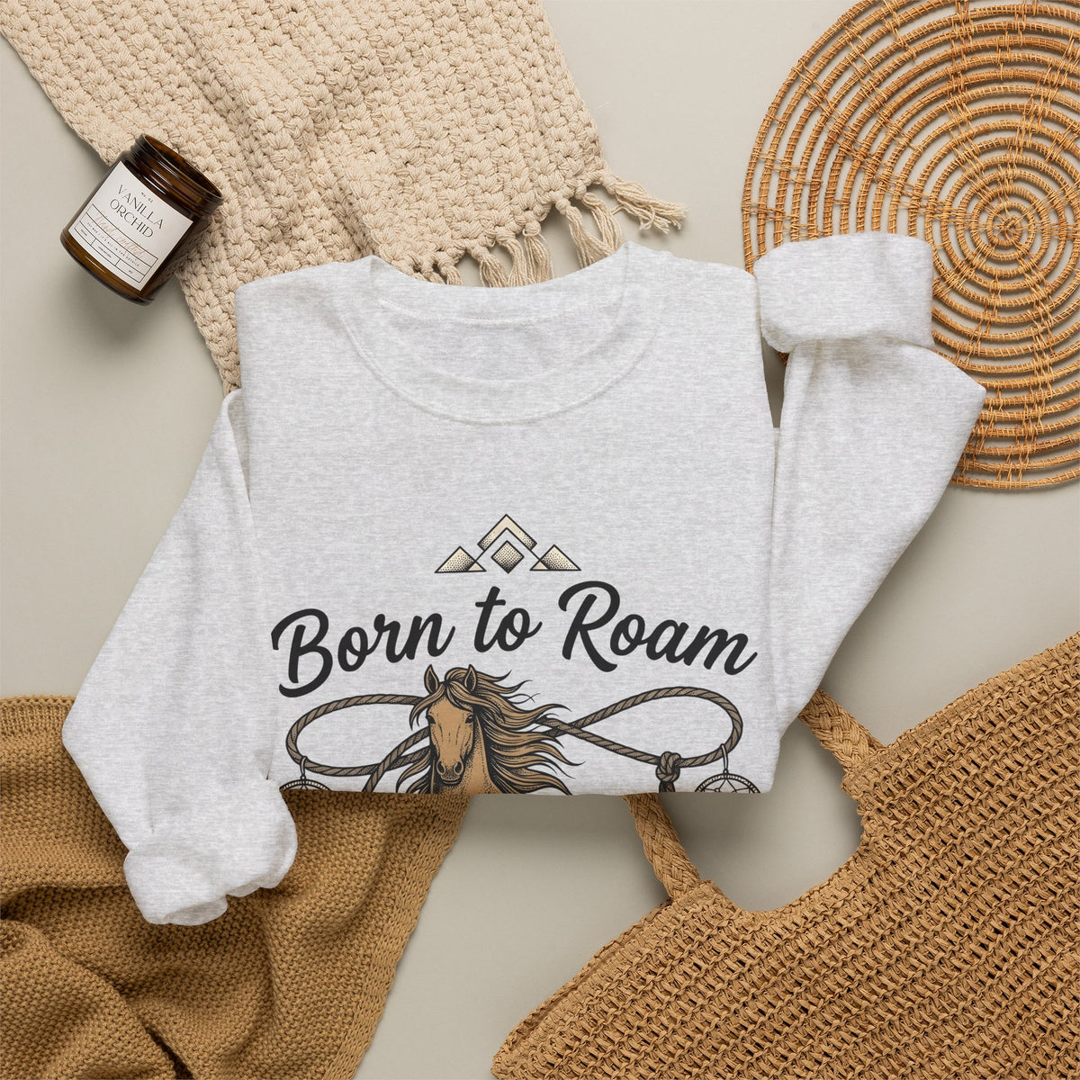 Horse Illustration Sweatshirt Cowgirl Ranch Gift Women Tribal Sweatshirt Stallion Sweatshirt Cowboy Fan Rodeo Sweatshirt Farm Graphic Retro Charm Sweatshirt