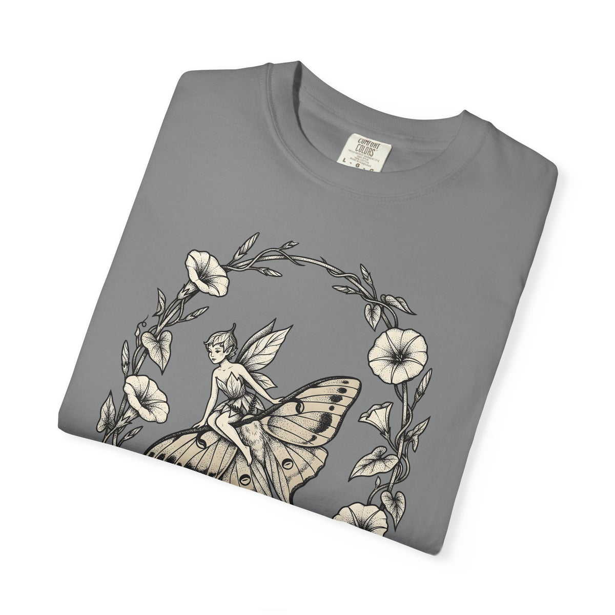 Butterfly Fairy T-Shirt Fairy Mythical Gift Women Nature T-Shirt Fairy T-Shirt Fae Fan Earthy T-Shirt Magical Graphic Antique Wreath T-Shirt