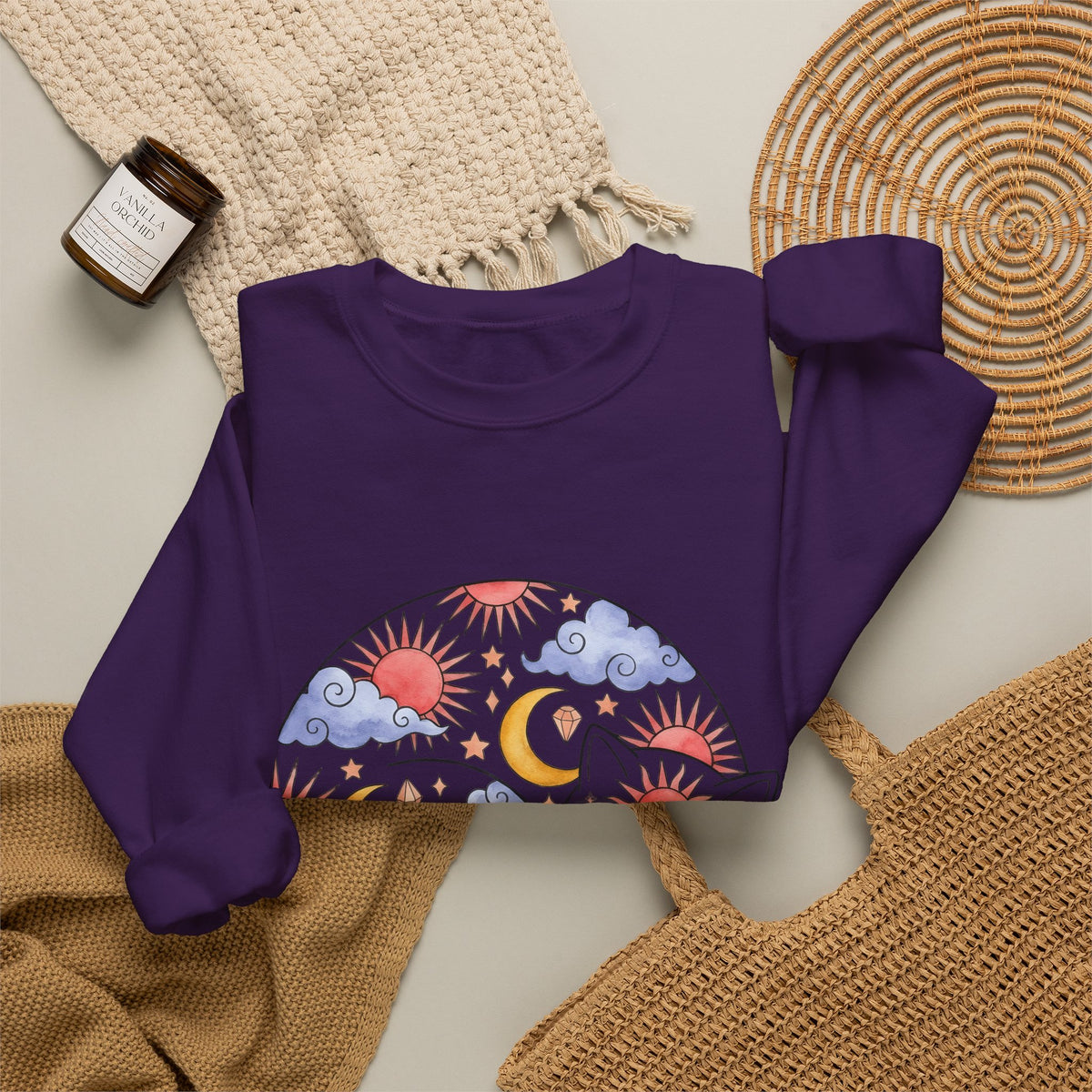 Space Cat Sweatshirt Cat Constellation Gift Women Earthy Sweatshirt Kitty Sweatshirt Cat Fan Feline Sweatshirt Galaxy Graphic Pigment Orb Sweatshirt