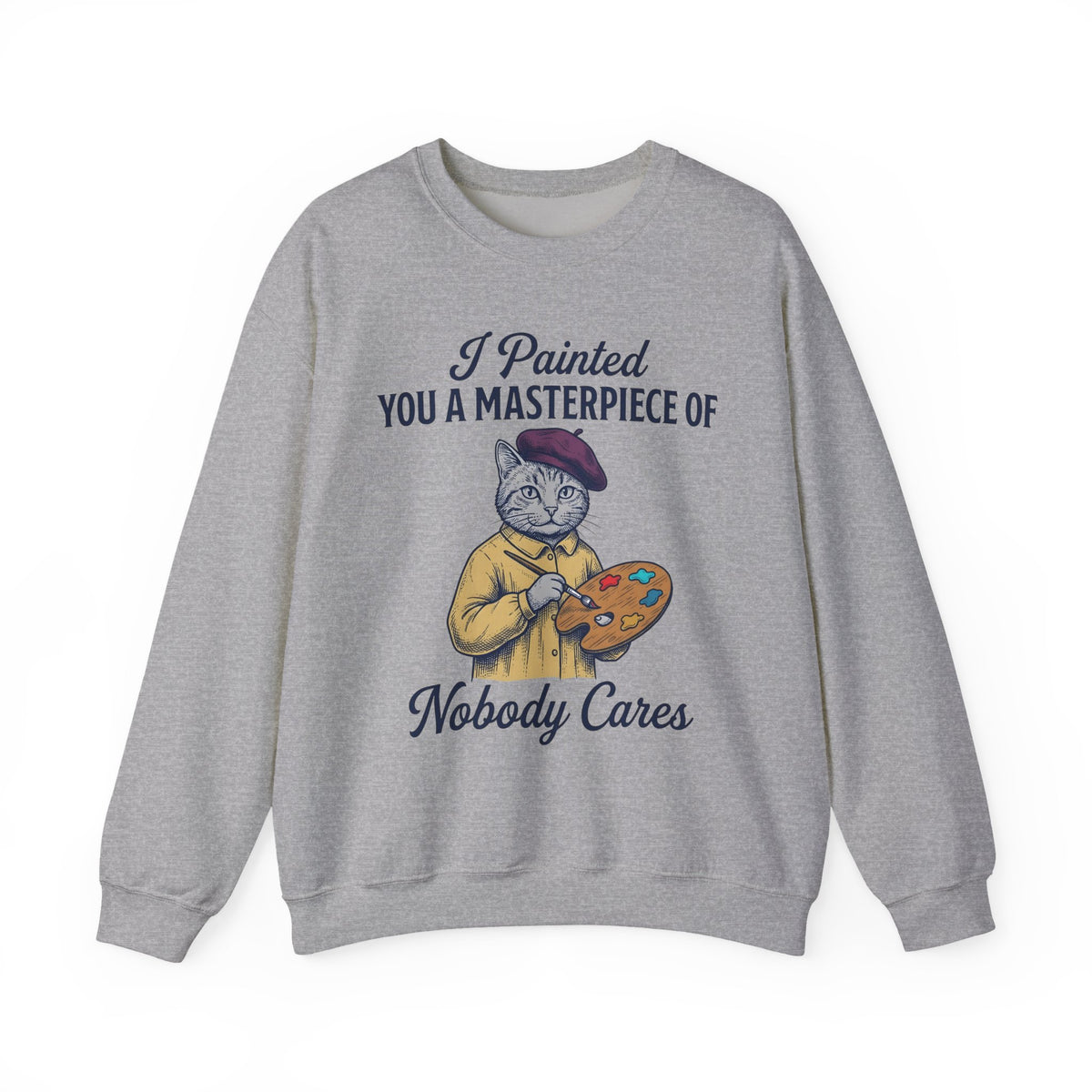 Artist Cat Sweatshirt Cat Humor Gift Women Vintage Sweatshirt Kitty Cat Sweatshirt Feline Fan Retro Sweatshirt Funny Graphic Hand Drawn Paint Palette Sweatshirt