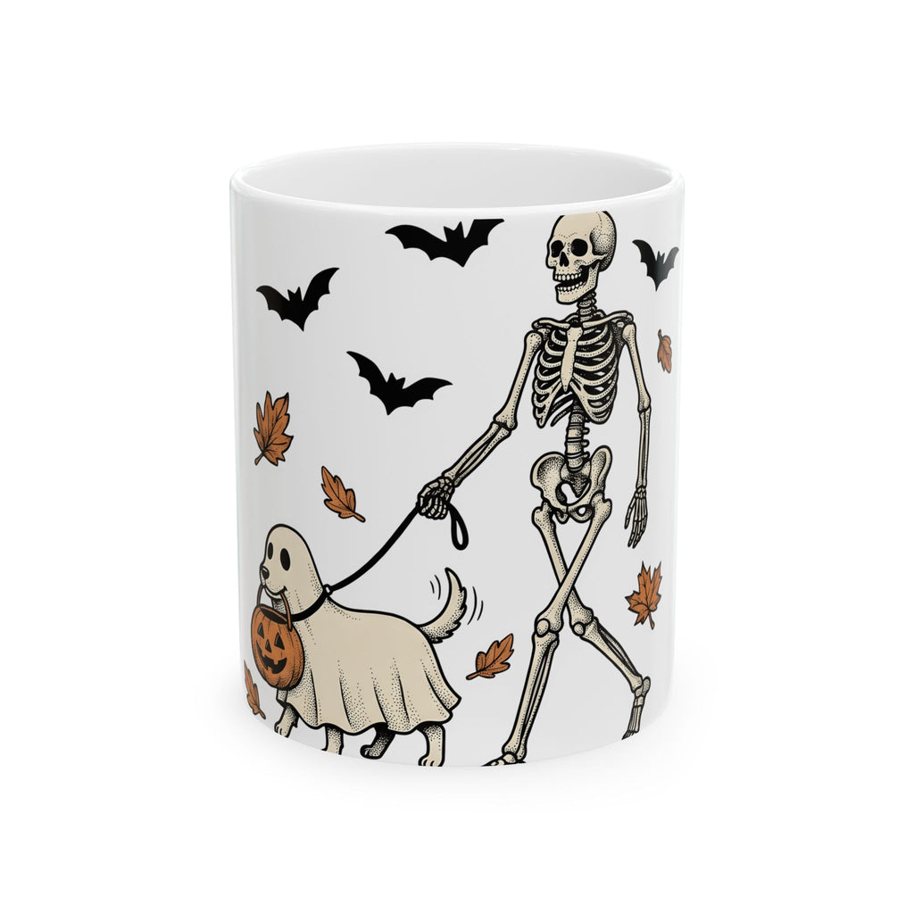 Dog Skeleton Costume Mug Halloween Animals Gift Women Scary Mug Dog Skeleton Mug Horror Fan Spooky Mug Creature Graphic Hand Drawn