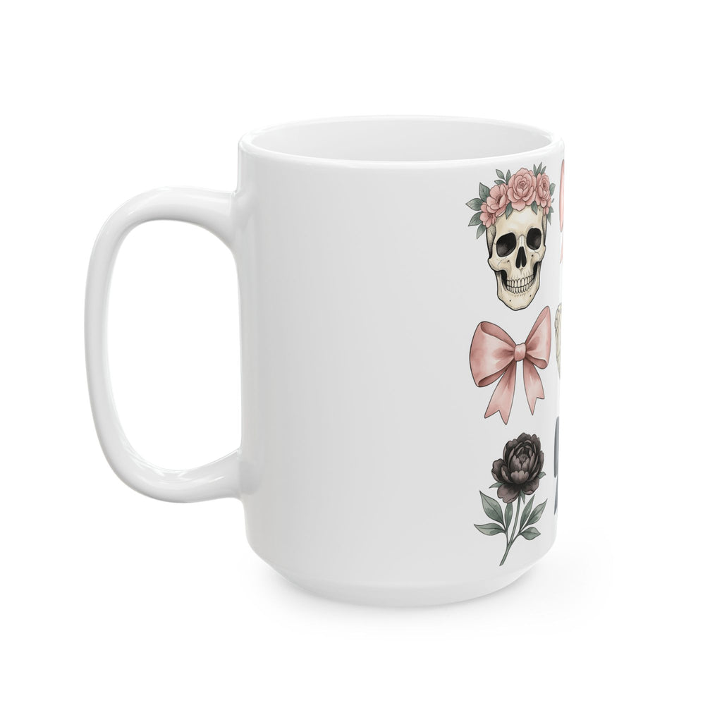 Skull Flower Halloween Dark Gift Watercolor Sugar Skull Horror Fan Gothic Dark Retro Bony Mug