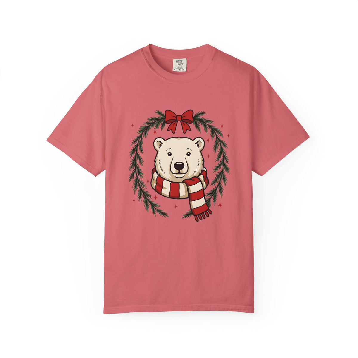 Arctic Bear T-Shirt Christmas Wildlife Gift Women Comic T-Shirt Polar Bear T-Shirt Xmas Fan Cartoon T-Shirt Animal Graphic Sketch Garland T-Shirt