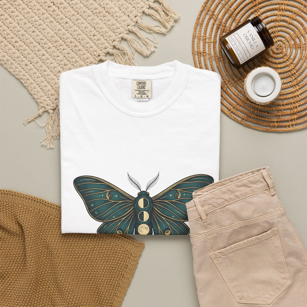 Luna Butterfly T-Shirt Boho Chic Astrology Gift Women Mystical T-Shirt Butterfly T-Shirt Bohemian Enthusiast Magical T-Shirt Zodiac Graphic Retro