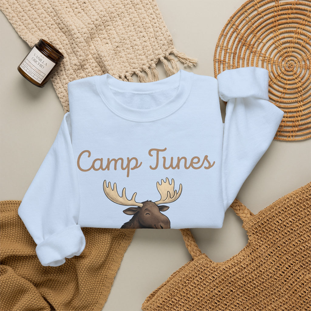 Moose Guitar Sweatshirt Camping Music Gift Women Cute Sweatshirt Guitar Sweatshirt Camper Fan Adorable Sweatshirt Music Graphic Hand Drawn Lantern Sweatshirt