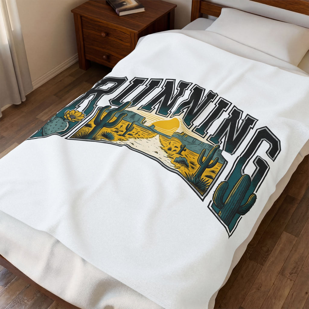 Desert Scene Blanket Running Hiking Gift Women Antique Blanket Desert Blanket Runner Enthusiast Trail Graphic Old School Succulents Blanket