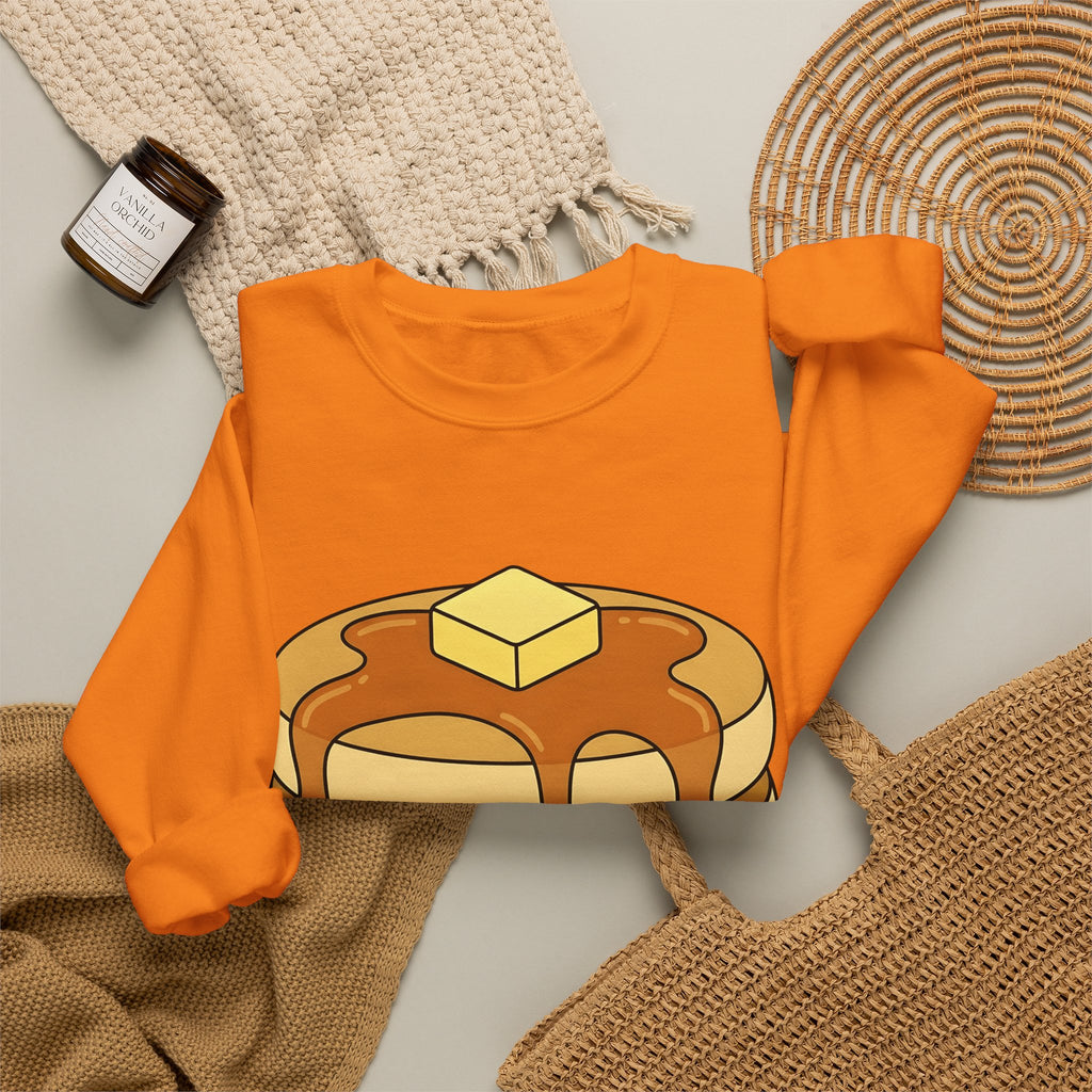 Flapjack Pile Sweatshirt Desserts Brunch Gift Women Comic Sweatshirt Granola Bar Sweatshirt Pastry Fan Cartoon Sweatshirt Breakfast Graphic Simple Honey Sweatshirt