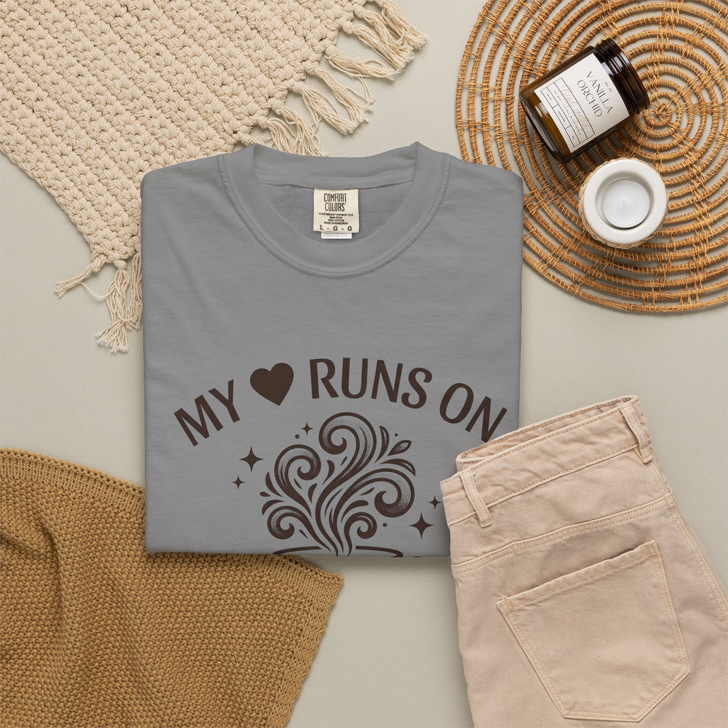 Coffee Cup T-Shirt Mom Latte Gift Women Hand Drawn T-Shirt T-Shirt T-Shirt Mother Fan Coffee T-Shirt T-Shirt Cappuccino Graphic Clean Curls T-Shirt