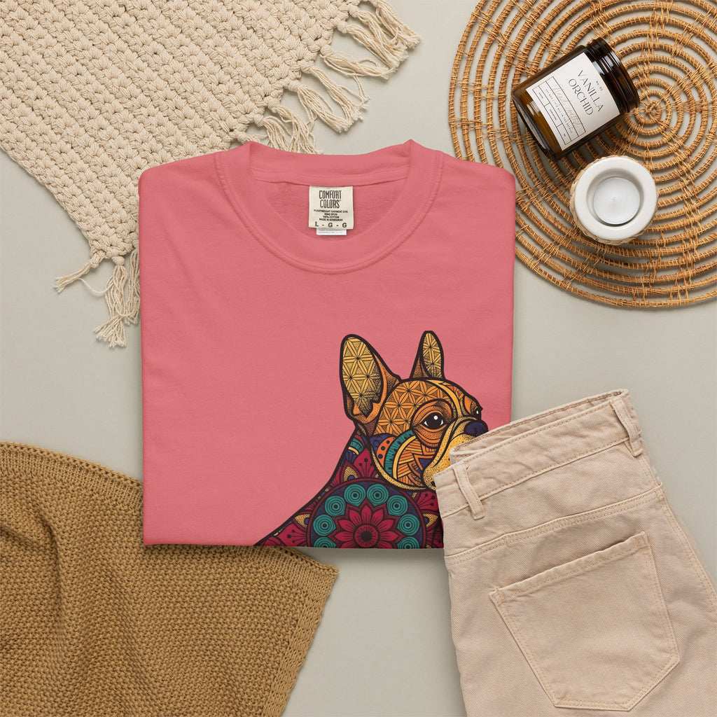 French Bulldog T-Shirt Dog Wildlife Gift Women Tribal T-Shirt Bouledogue T-Shirt Dog Fan Animal Graphic T-Shirt Rainbow Mandala T-Shirt