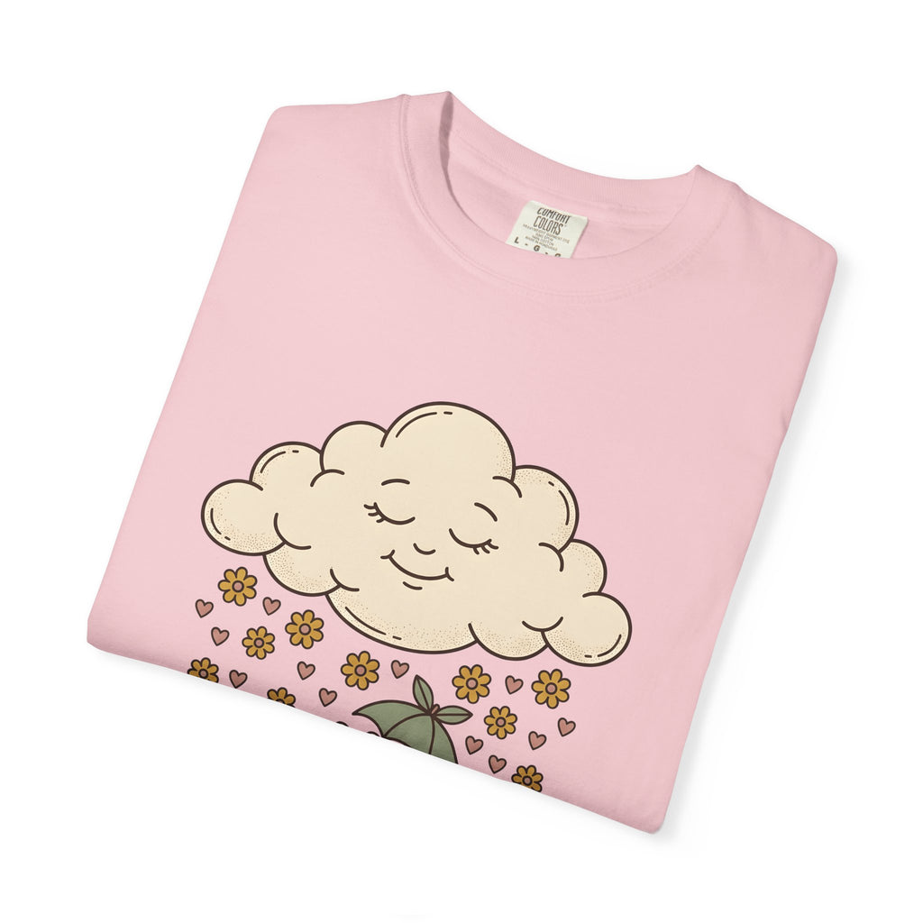 Joyful Cloud T-Shirt Boho Chic Encouragement Gift Women Cartoon T-Shirt Cloud T-Shirt Bohemian Fan Illustrated Graphic T-Shirt Hand Drawn Bloom