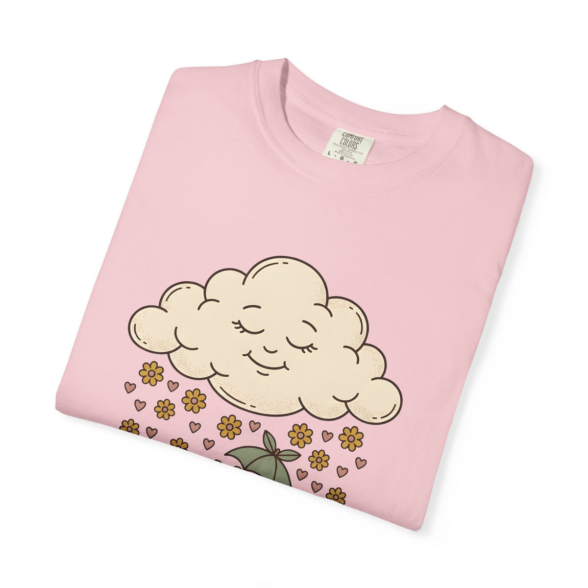 Joyful Cloud T-Shirt Boho Chic Encouragement Gift Women Cartoon T-Shirt Cloud T-Shirt Bohemian Fan Illustrated Graphic T-Shirt Hand Drawn Bloom