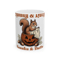 Tree Critter Pumpkin Mug Halloween Creatures Gift Women Rustic Mug Gourd Mug Spooky Fan Primitive Mug Monster Graphic Outline Seed