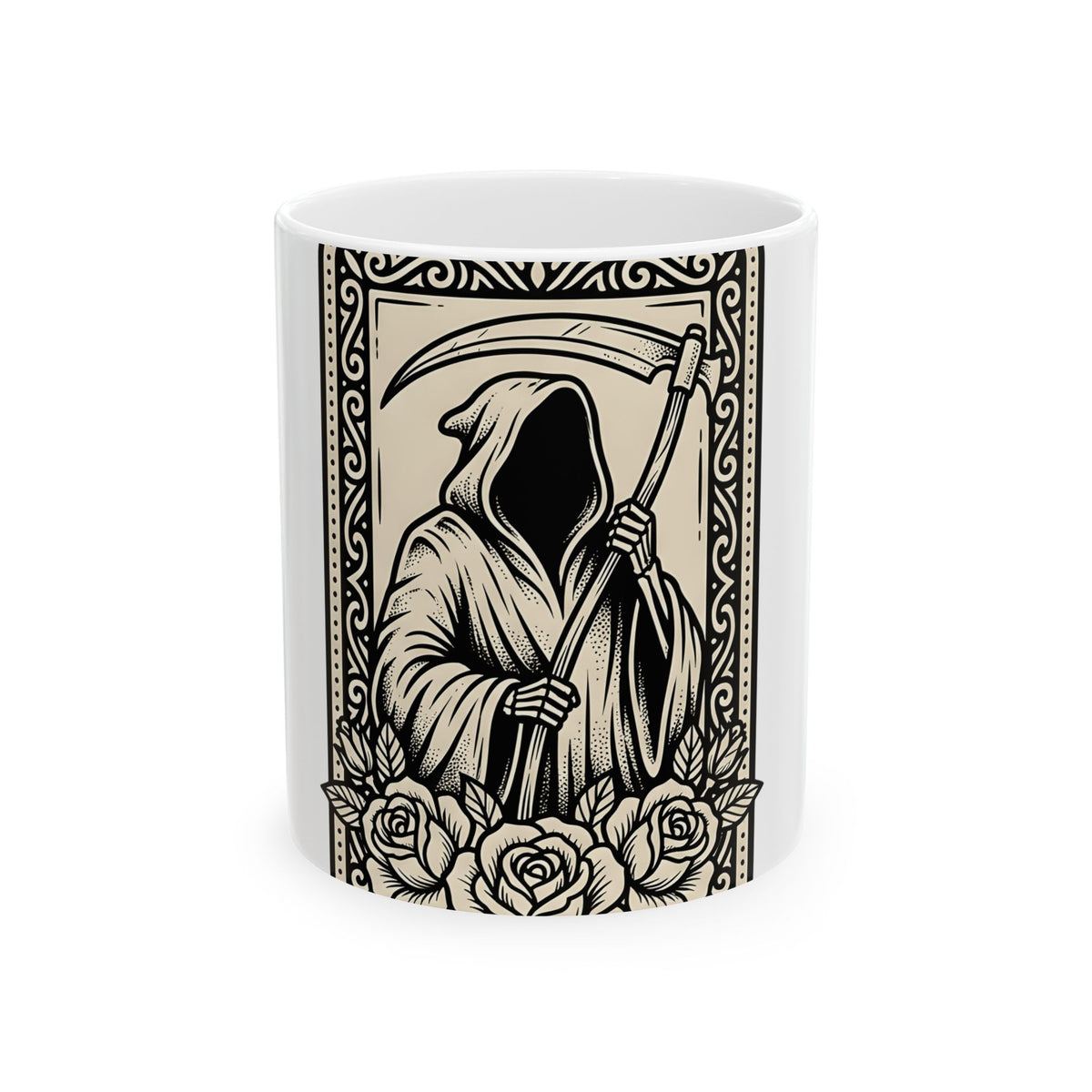 Death Skull Mug Gothic Joke Gift Women Retro Mug Skull Mug Goth Fan Vintage Mug Pun Graphic Dark Flowers Mug