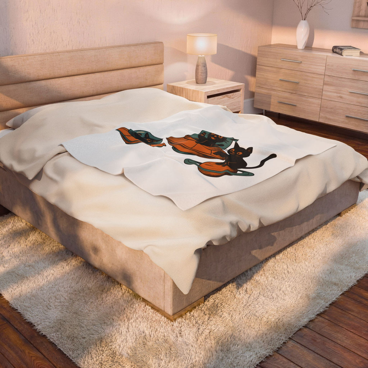 Space Cats Blanket Cat Space Gift Women Vintage Blanket Kitty Blanket Feline Fan Retro Blanket Astronaut Graphic Retro Ufo Blanket