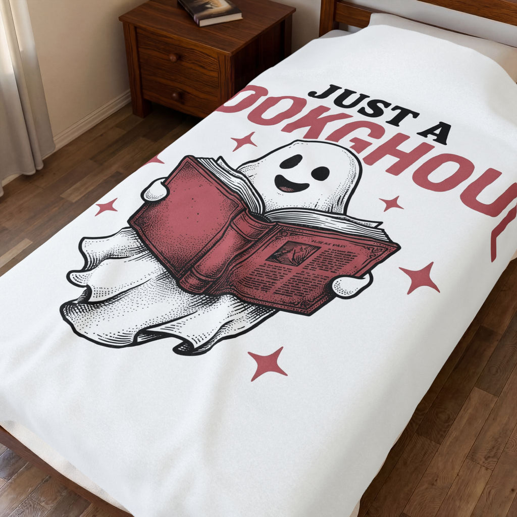 Phantom Reading Book Blanket Halloween Reader Gift Women Illustration Blanket Bookworm Blanket Spooky Fan Ghostly Blanket Book Graphic Sketch