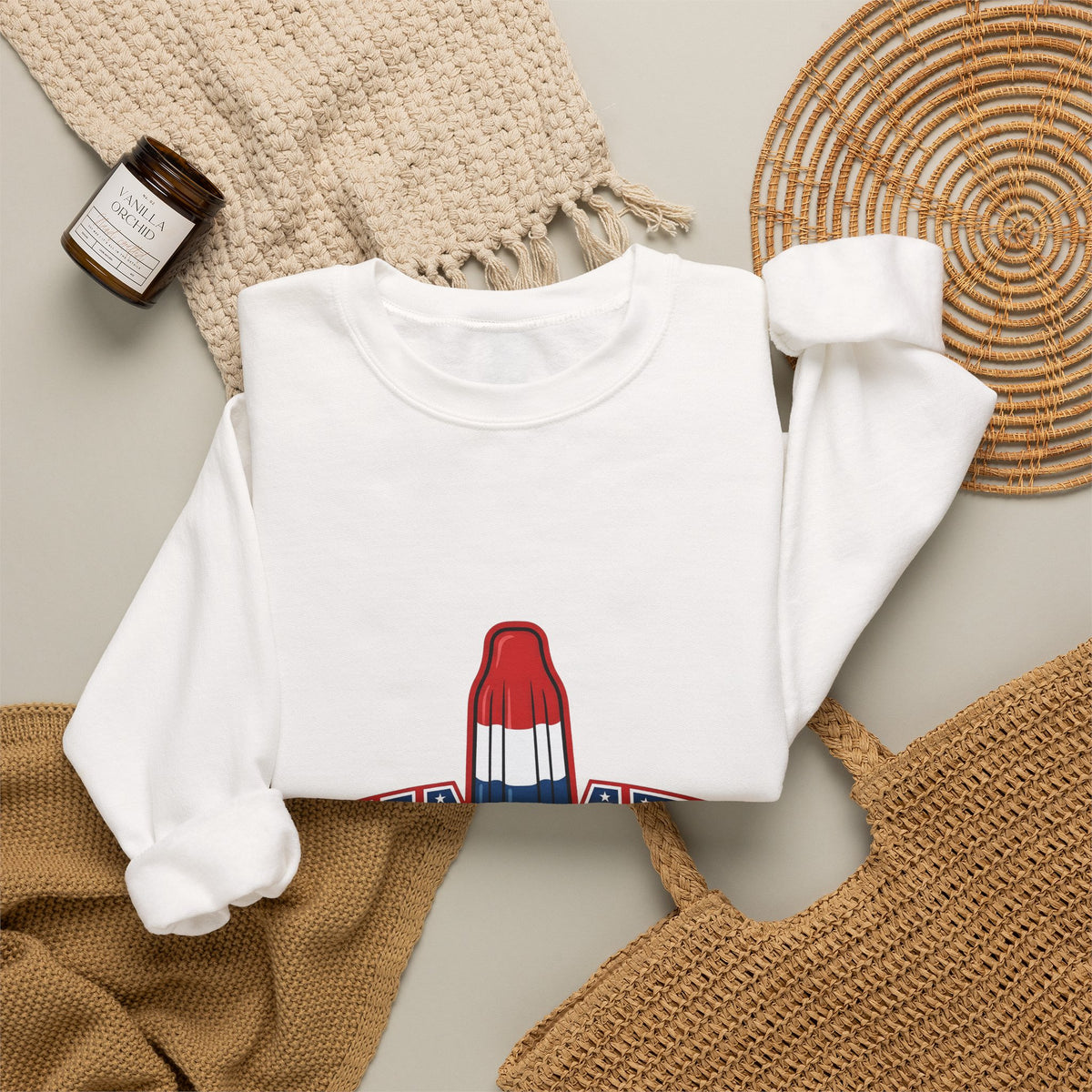 Rocket Popsicle Sweatshirt America 4Th Of July Summer Gift Women Bold Graphic Sweatshirt Ice Pop Sweatshirt Patriotic Fan Graphic Design Illustration Retro