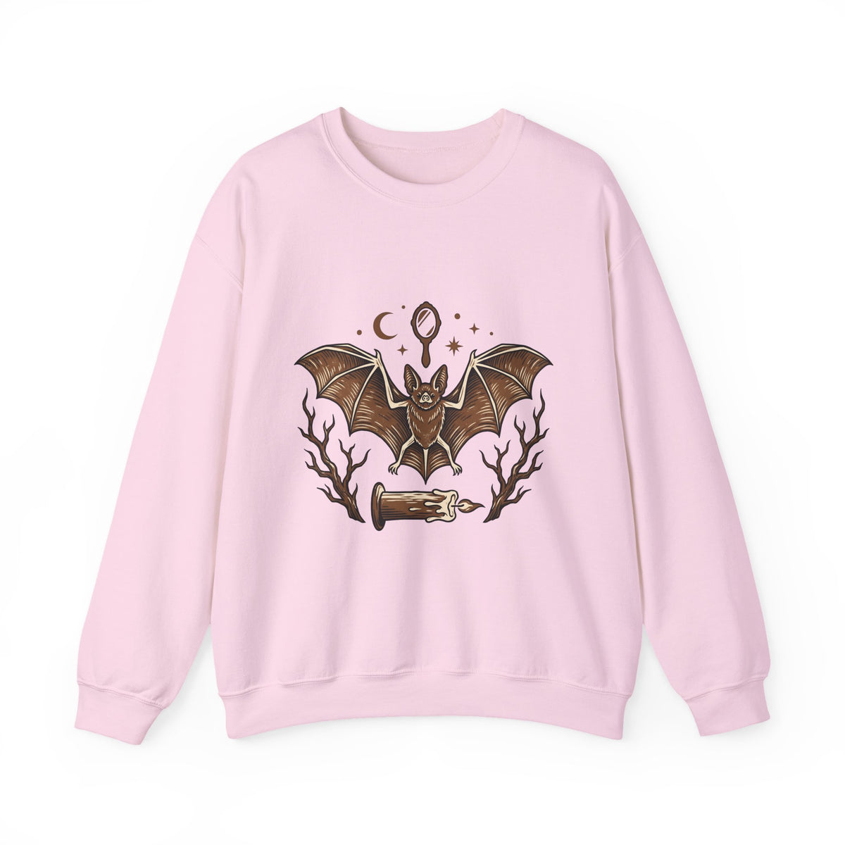 Bat Drawing Sweatshirt Boho Chic Magic Gift Women Creepy Sweatshirt Bat Sweatshirt Bohemian Fan Spooky Sweatshirt Mystical Graphic Sketch Taper Candle Sweatshirt