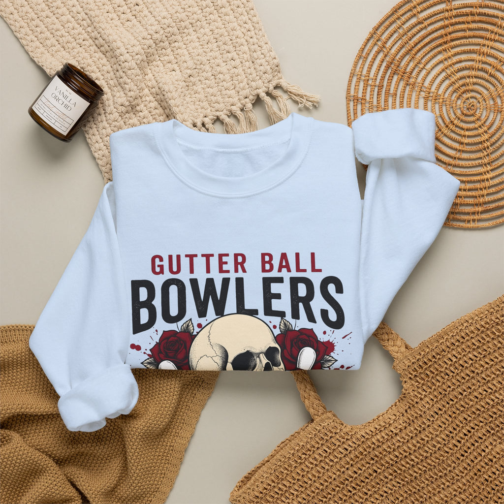 Skull Bowling Pins Sweatshirt Bowling Humor Gift Women Tattoo Sweatshirt Bowling Pin Sweatshirt Bowling Fan Traditional Sweatshirt Funny Graphic Vintage Roses