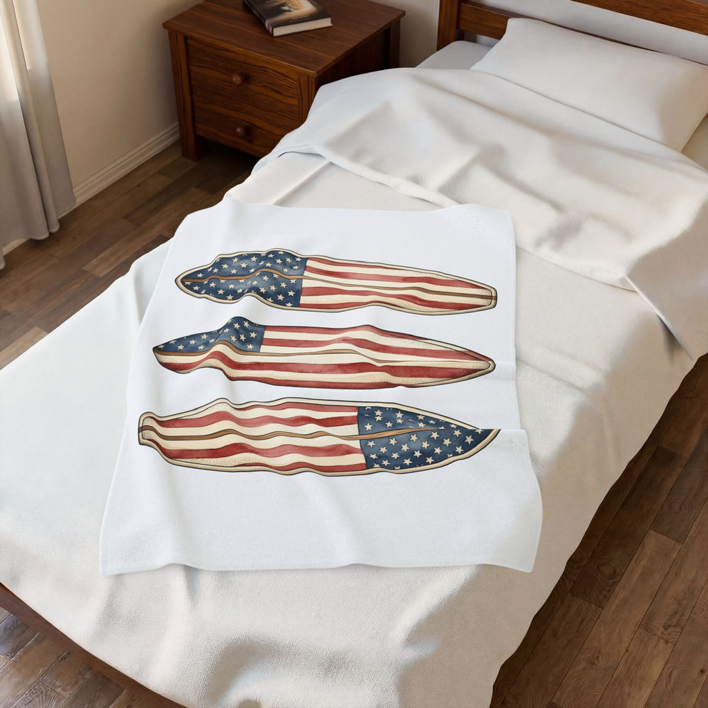 Usa Flag Surfboards Blanket 4th Of July Coast Gift Women Brush Stroke Blanket Surfboard Blanket Independence Day Fan Painted Blanket Coastal