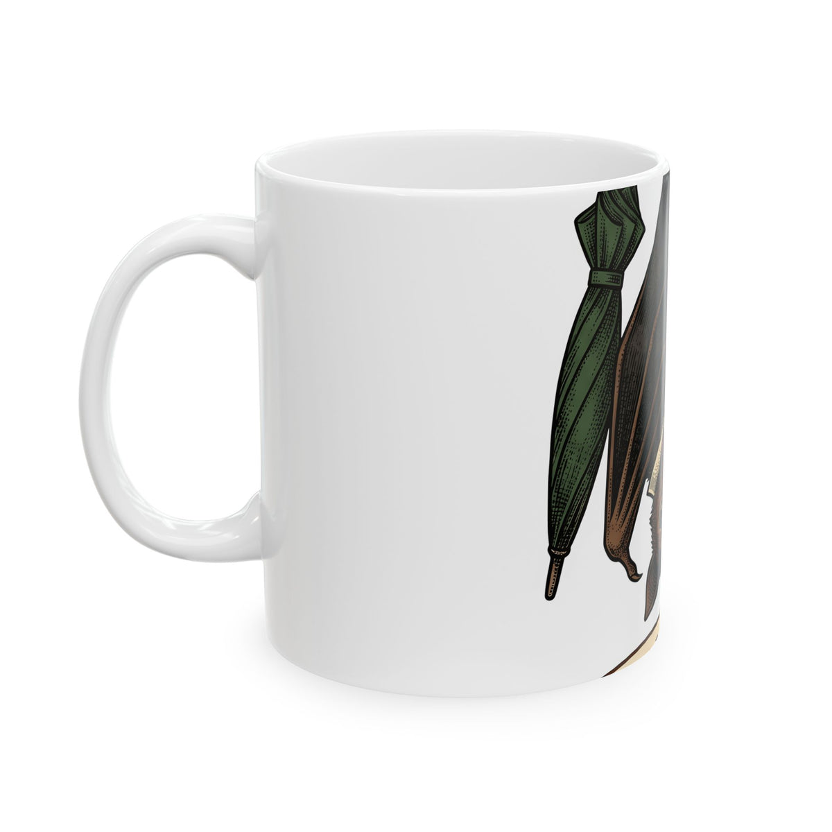 Bat Clipart Mug Funny Creature Gift Women Doodle Mug Bat Mug Humor Fan Cartoon Mug Beast Graphic Classic Parasol Mug