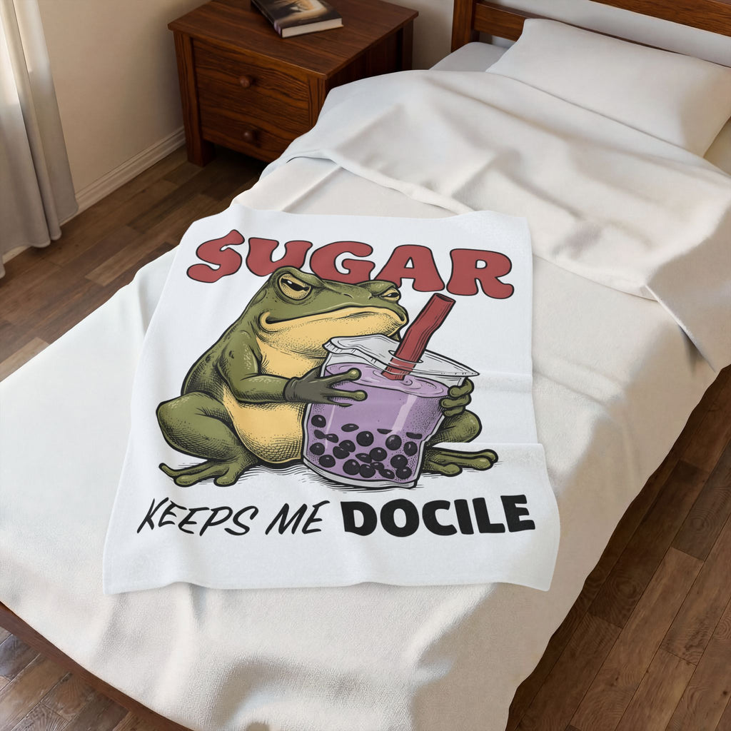 Frog Tea Drink Blanket Funny Critter Gift Women Line Art Blanket Toad Drink Blanket Humor Fan Cartoon Graphic Blanket Illustration Tea Cup Blanket
