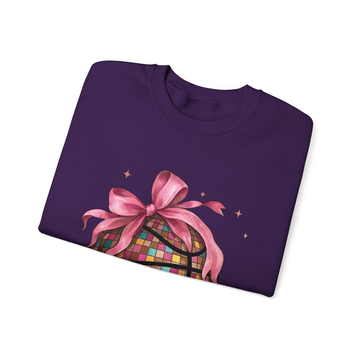 Basketball Disco Ball Sweatshirt Moms Sports Gift Women Whimsical Sweatshirt Disco Ball Sweatshirt Mom Fan Whimsy Sweatshirt Athlete Graphic Watercolor Pink
