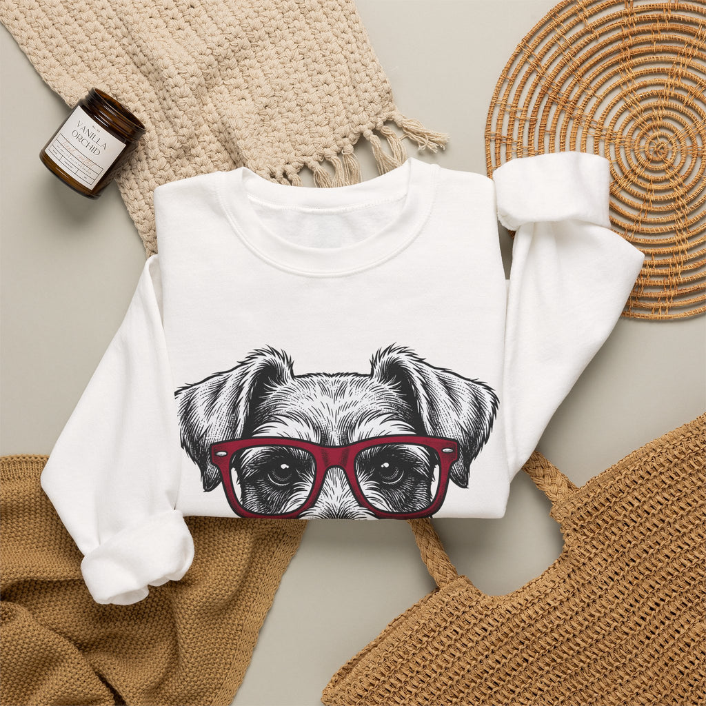 Schnauzer Pet Sweatshirt Dog Critters Gift Women Line Art Sweatshirt Dog Sweatshirt Dog Fan Dog Graphic Dog Graphic Cartoon Spectacles Sweatshirt
