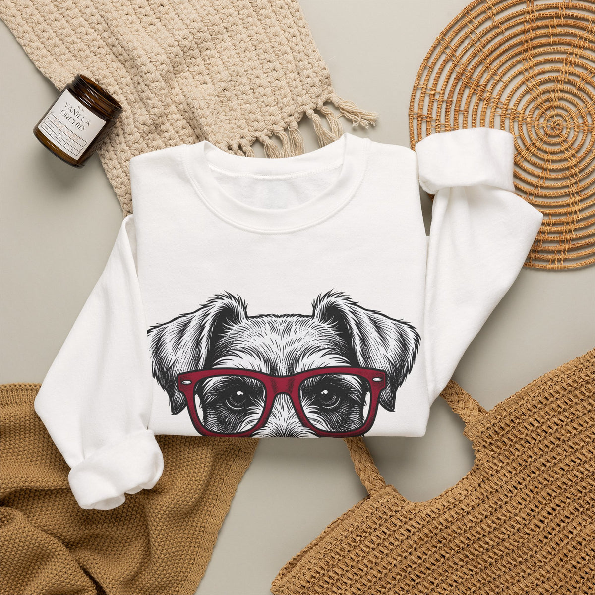 Schnauzer Pet Sweatshirt Dog Critters Gift Women Line Art Sweatshirt Dog Sweatshirt Dog Fan Dog Graphic Dog Graphic Cartoon Spectacles Sweatshirt