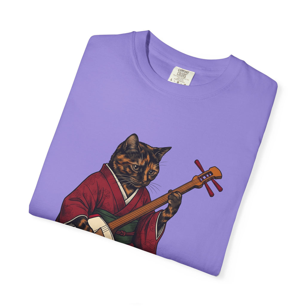 Yukata Cat T-Shirt Cat Sound Gift Women Asian Art T-Shirt Cat T-Shirt Feline Fan Japanese Art T-Shirt Music Graphic Hand Drawn Piano T-Shirt