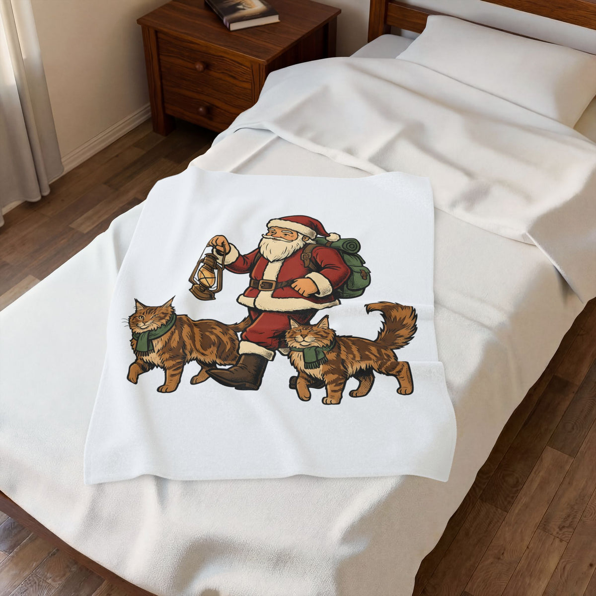 Holiday Cats Blanket Christmas Felines Gift Women Rustic Blanket Kitty Blanket Xmas Fan Cat Graphic Vintage Blanket Cartoon Lamp Blanket
