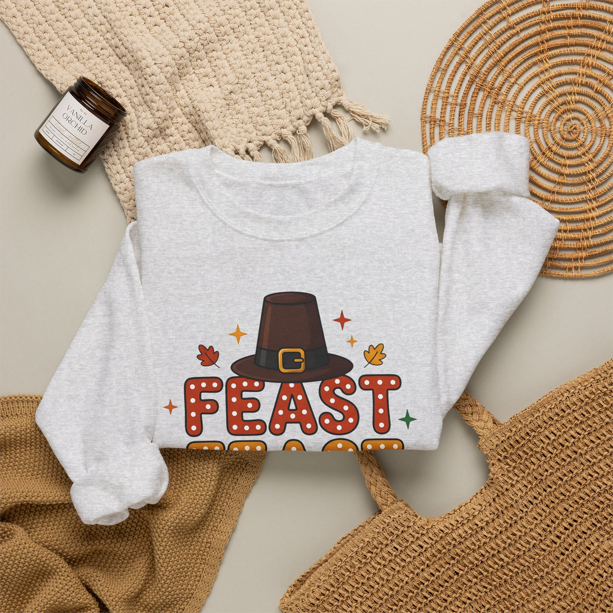 Colonial Hat Sweatshirt Thanksgiving Kinship Gift Women Caricature Sweatshirt Tricorn Sweatshirt Harvest Fan Cartoon Sweatshirt Family Graphic Rich Orange