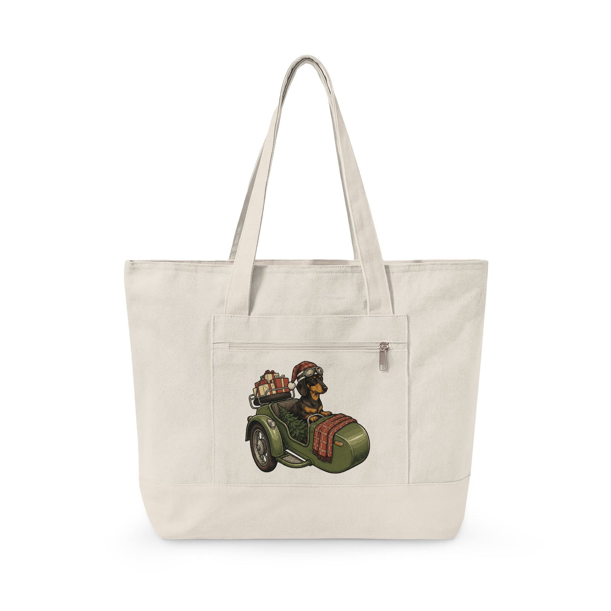 Wiener Dog Tote Bag Christmas Creatures Gift Women Old School Tote Bag Dachshund Tote Bag Holiday Fan Retro Tote Bag Animal Graphic Doodle Motorbike