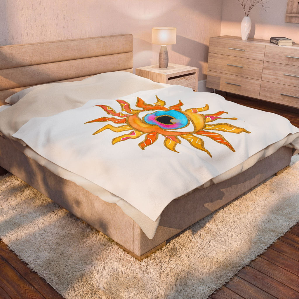 Sun Eye Blanket Boho Wellness Gift Women Minimalist Blanket Sun Blanket