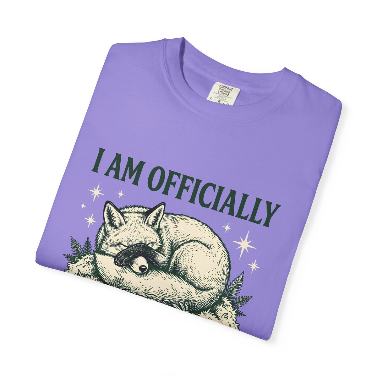 Resting Fox Funny Wildlife Gift Sketch Fox Humor Fan Drawing Retro Star Shapes T-Shirt
