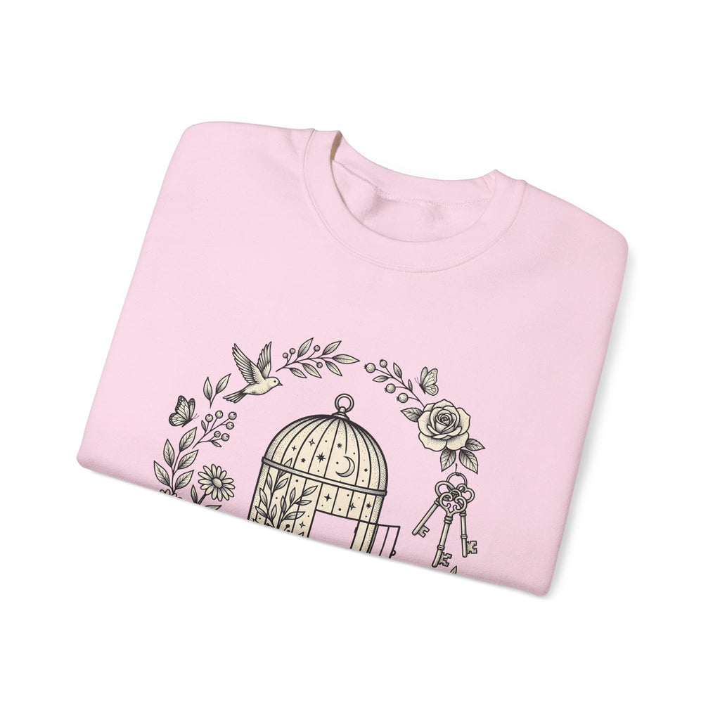 Cage Bird Sweatshirt Floral Environment Gift Women Earthy Sweatshirt Aviary Sweatshirt Flower Fan Botanical Sweatshirt Eco Graphic Antique Bloom Sweatshirt