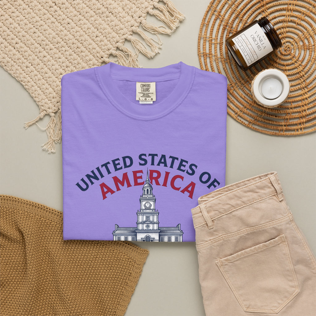 Independence Hall Art T-Shirt America Culture Gift Women Liberty T-Shirt Historic Building T-Sh