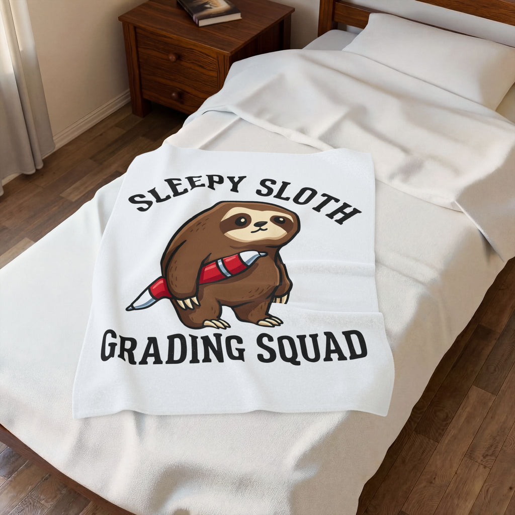 Sloth Drawing Blanket Teacher Fauna Gift Women Hand Drawn Blanket Sloth Blanket Educator Enthusiast Illustrated Design Wildlife Graphic Minimal