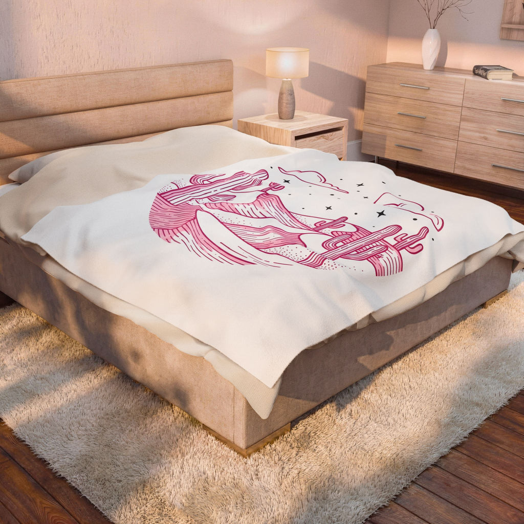 Desert Plant Desert Wilderness Gift Modern Cactus Desert Fan Succulent Wilderness Line Blanket