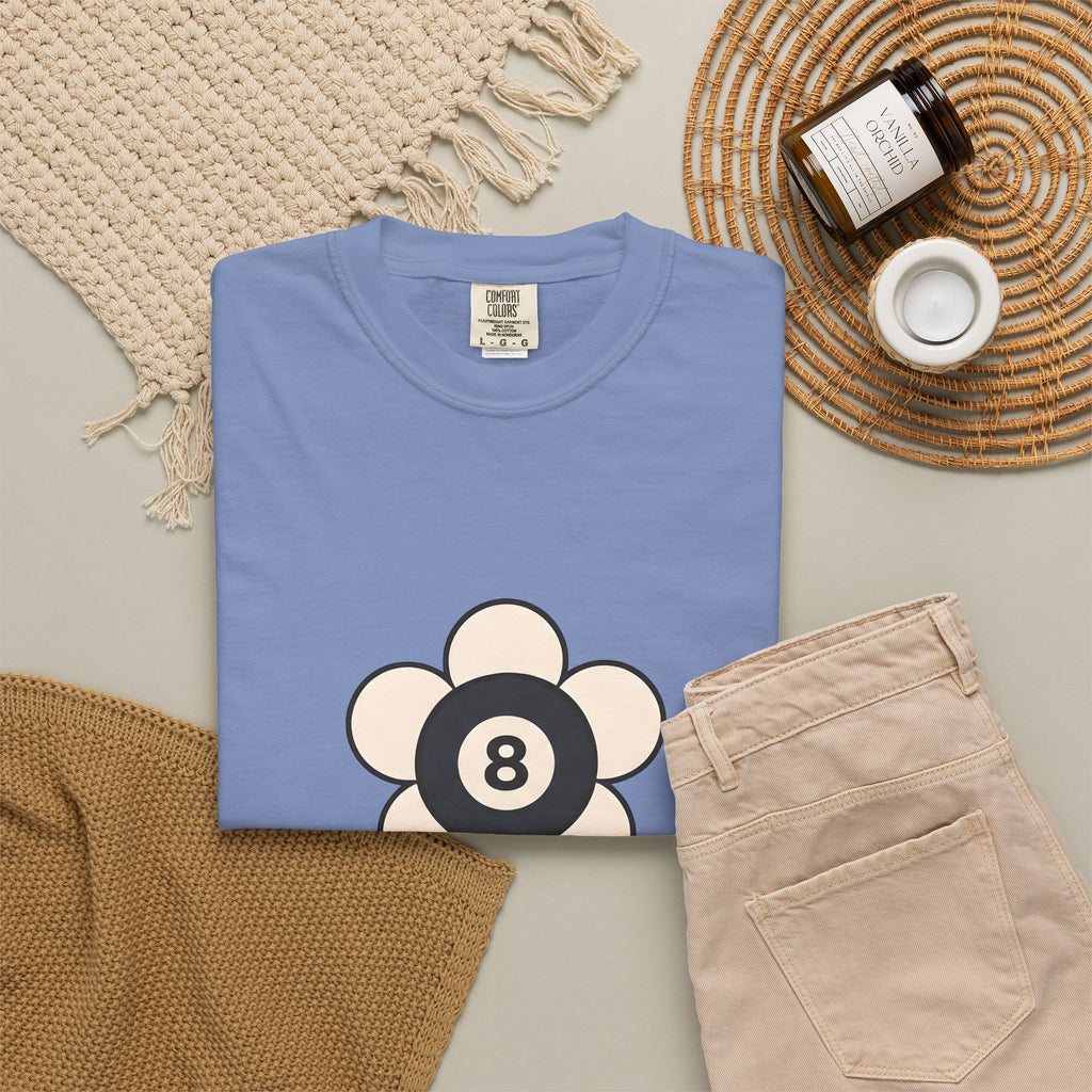 Eight Ball Flower Billiards Plants Gift Modern Magic Flower Pool Fan Artistic Floral Antique T-Shirt