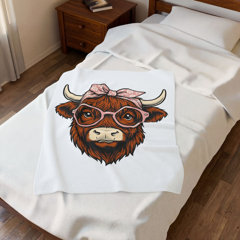 Hairy Cow Blanket Highland Cow Pet Gift Women Sketch Blanket Furry Cow Blanket Highland Cattle Fan Drawing Graphic Blanket Cartoon Shades Blanket