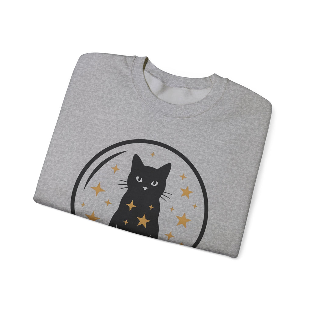Dark Cat Orb Sweatshirt Cat Magic Gift Women Simple Sweatshirt Black Cat Ball Sweatshirt Cat Fan Feline Graphic Sweatshirt Retro Sparkles Sweatshirt