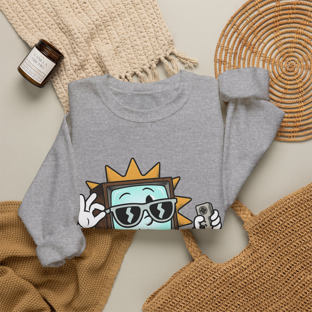 Vintage Tv Figure Sweatshirt Cute Console Gift Women Comic Sweatshirt Retro Tv Character Sweatshirt Adorable Fan Cartoon Sweatshirt Controller Graphic Classic