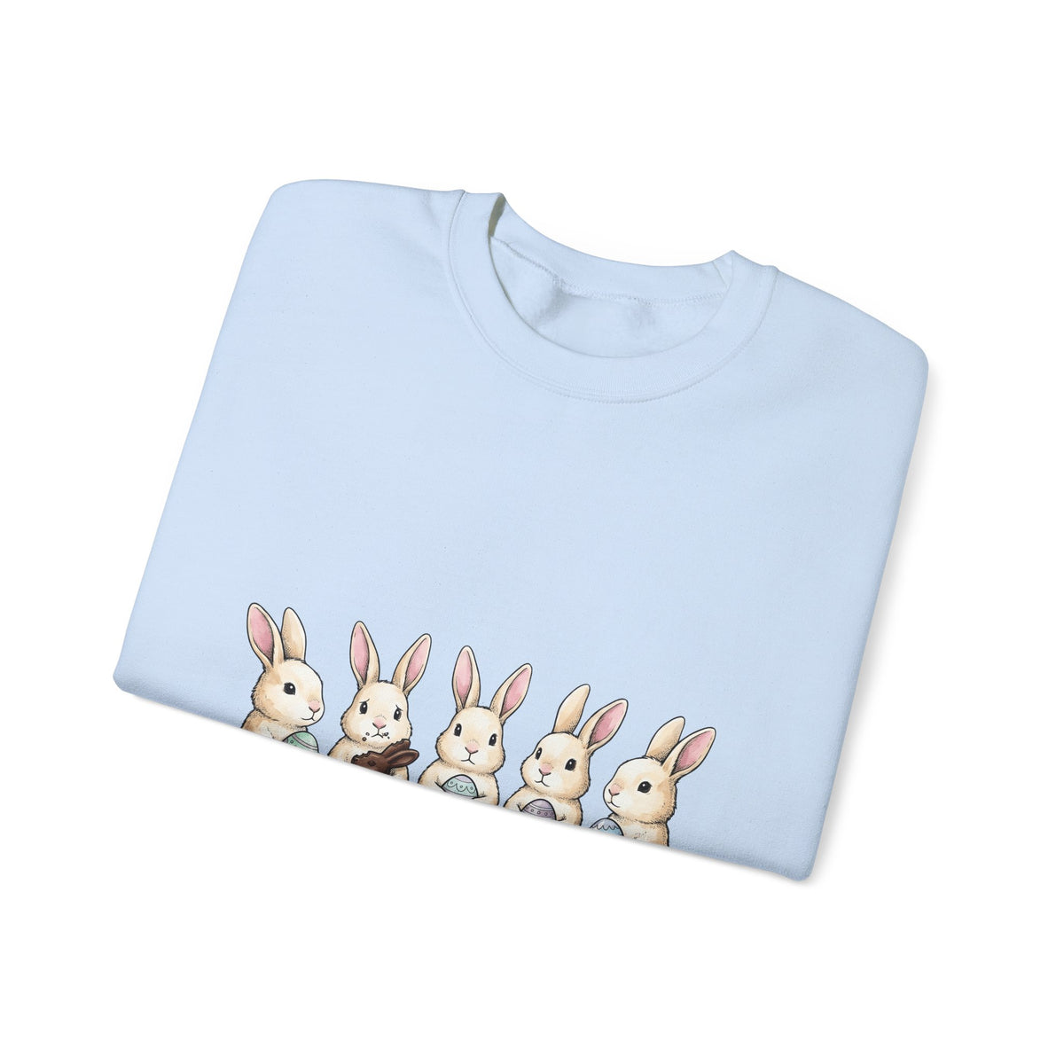 Rabbit Group Sweatshirt Easter Critters Gift Women Doodle Sweatshirt Bunny Sweatshirt Easter Fan Hare Sweatshirt Creature Graphic Minimalist Colorful Egg