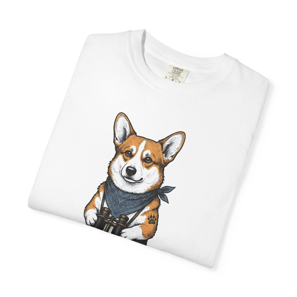 Corgi Puppy T-Shirt Dog Pets Gift Women Sketch T-Shirt Puppy T-Shirt Dog Fan Pup Drawing Pet Graphic Retro Spyglass T-Shirt